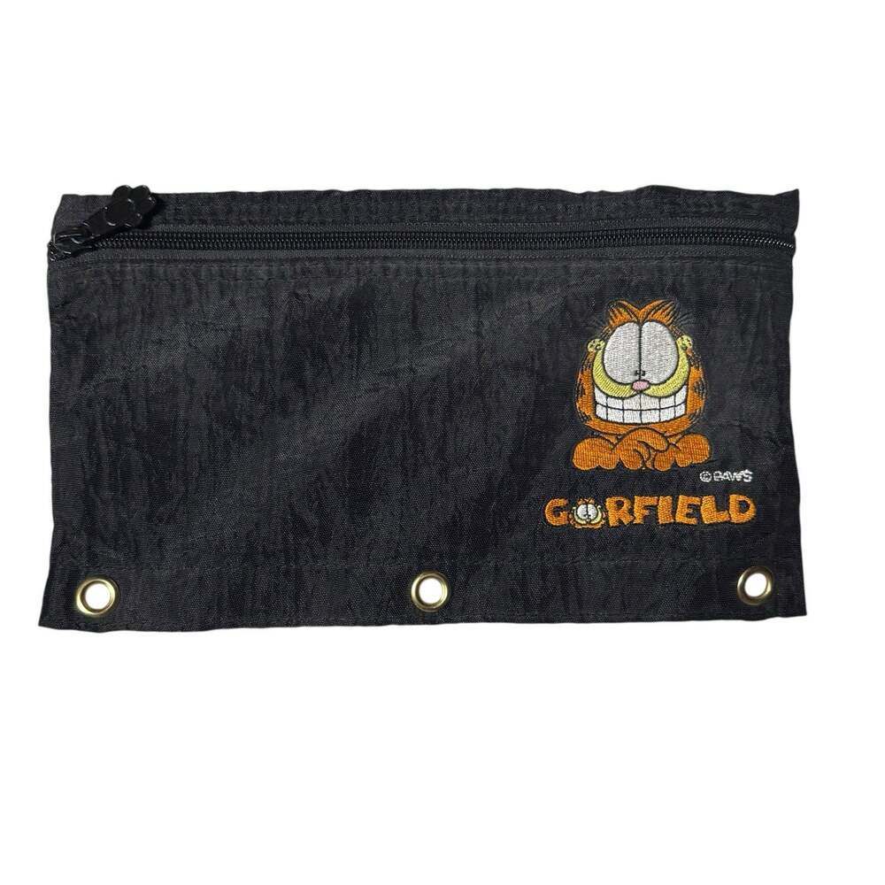 Vintage 1997 Garfield School Zipper Mead Pencil Pouch Soft Case 3 Ring Binder